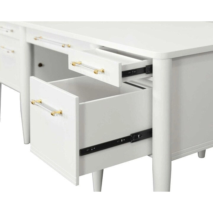 Bureau demi-piédestal contemporain, bureau de bureau, bureau d'appoint, blanc
