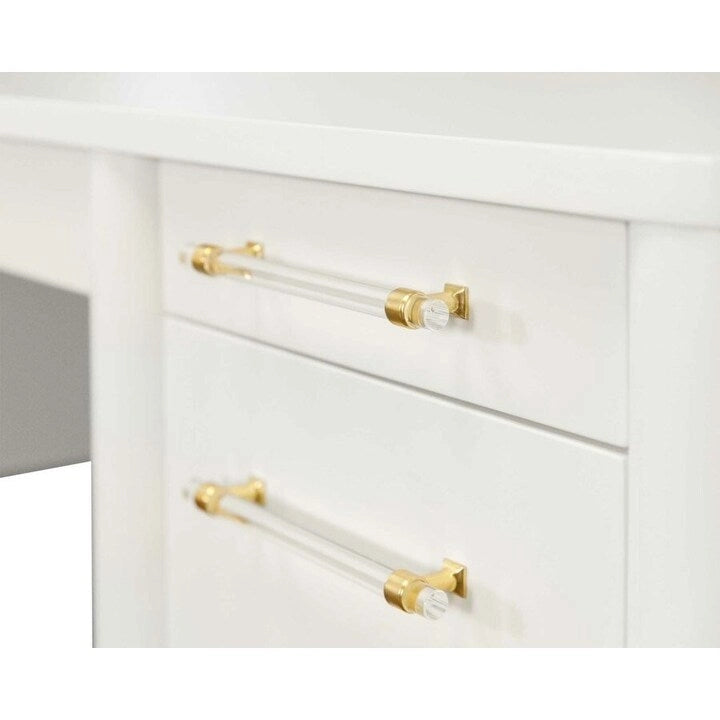 Bureau demi-piédestal contemporain, bureau de bureau, bureau d'appoint, blanc