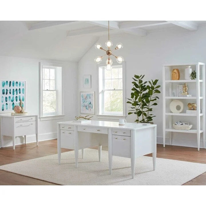 Bureau demi-piédestal contemporain, bureau de bureau, bureau d'appoint, blanc