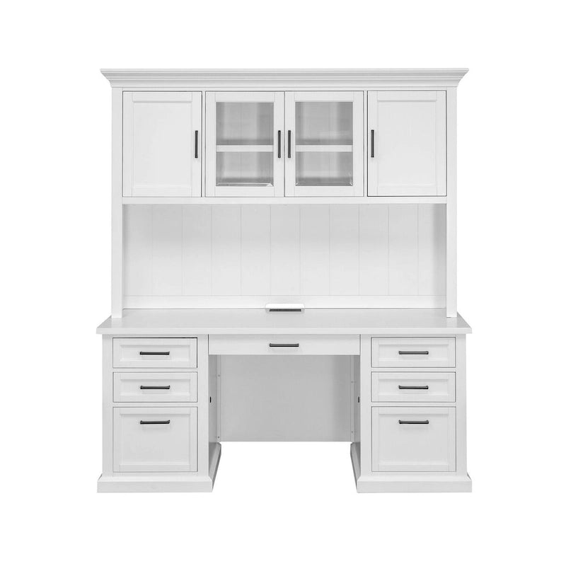 Buffet moderne en bois avec portes et bureau, meuble de rangement et crédence, rangement de bureau, entièrement assemblé, blanc