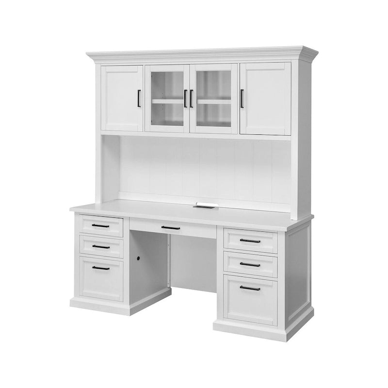Buffet moderne en bois avec portes et bureau, meuble de rangement et crédence, rangement de bureau, entièrement assemblé, blanc