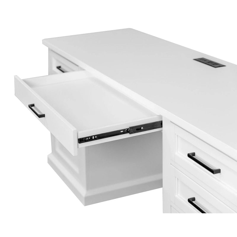 Buffet moderne en bois avec portes et bureau, meuble de rangement et crédence, rangement de bureau, entièrement assemblé, blanc