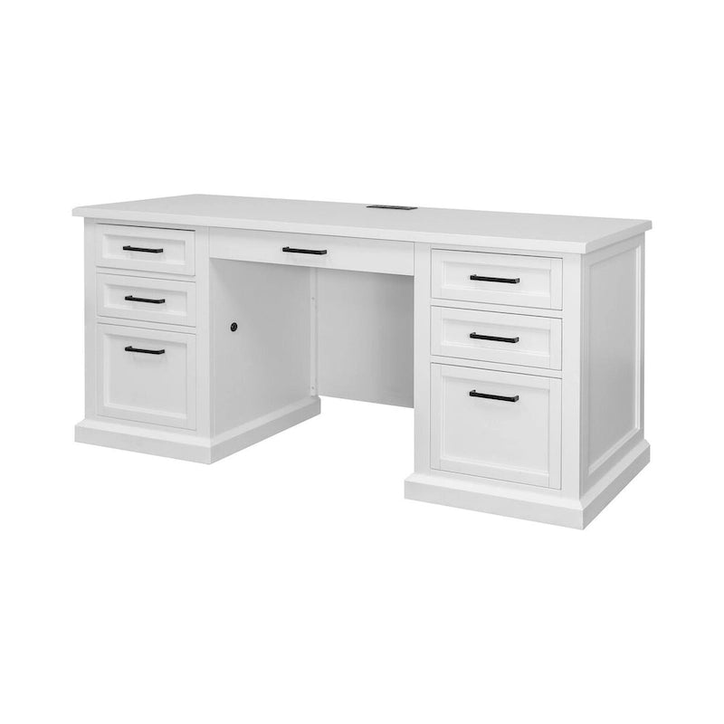 Buffet moderne en bois avec portes et bureau, meuble de rangement et crédence, rangement de bureau, entièrement assemblé, blanc