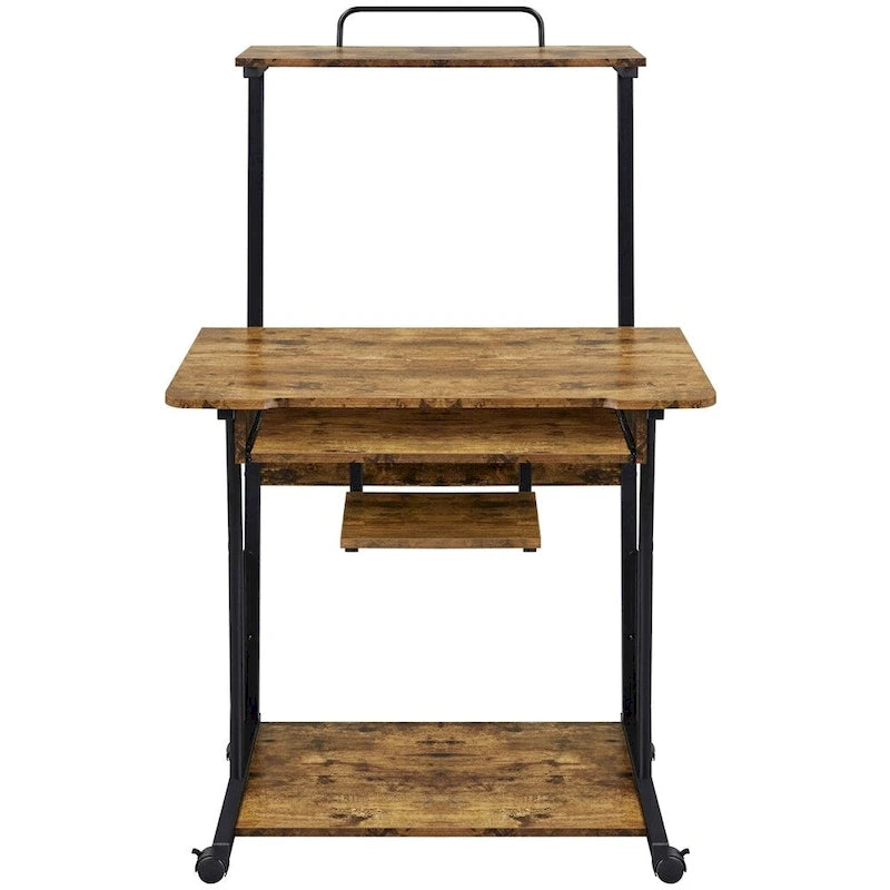 Bureau d'ordinateur portable Yaheetech avec 4 étagères et plateau pour clavier