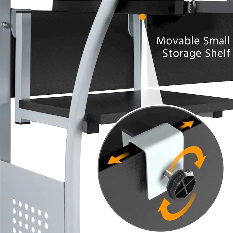 Bureau d'ordinateur portable Yaheetech avec 4 étagères et plateau pour clavier