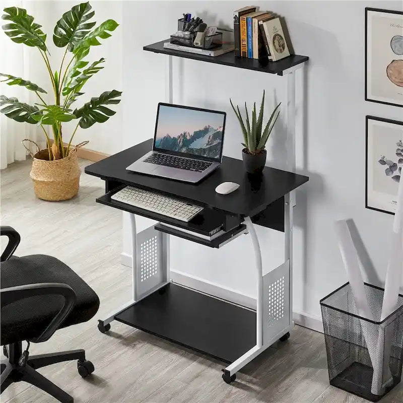 Bureau d'ordinateur portable Yaheetech avec 4 étagères et plateau pour clavier