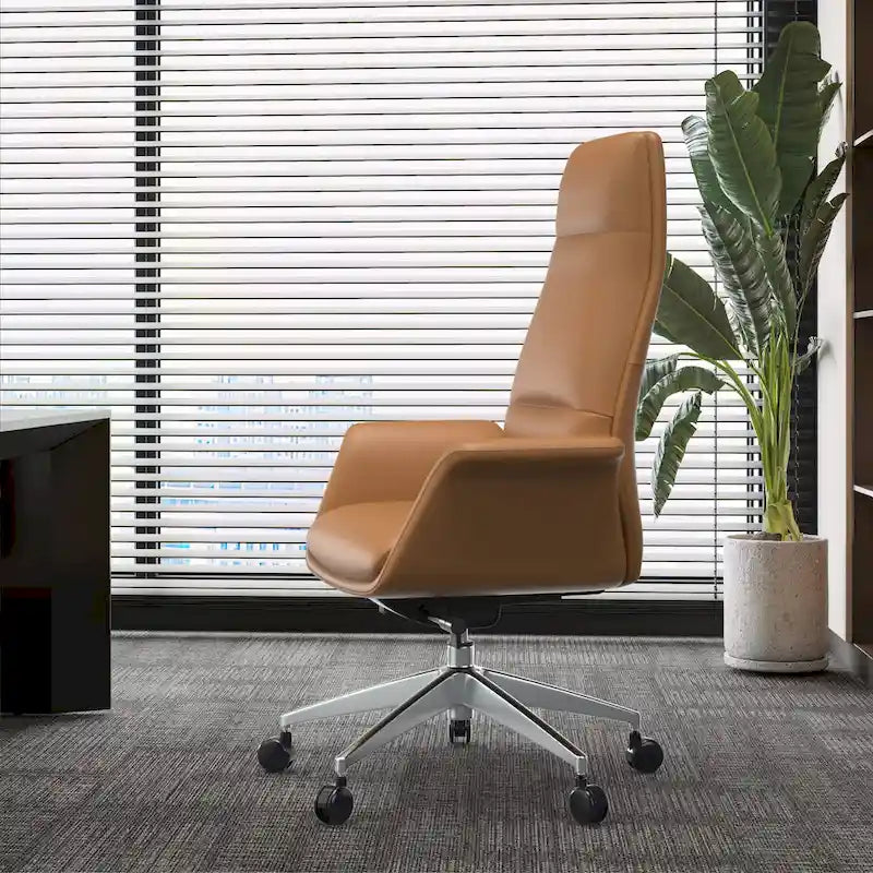 Fauteuil de bureau Summit en cuir à dossier haut, pivotant et inclinable