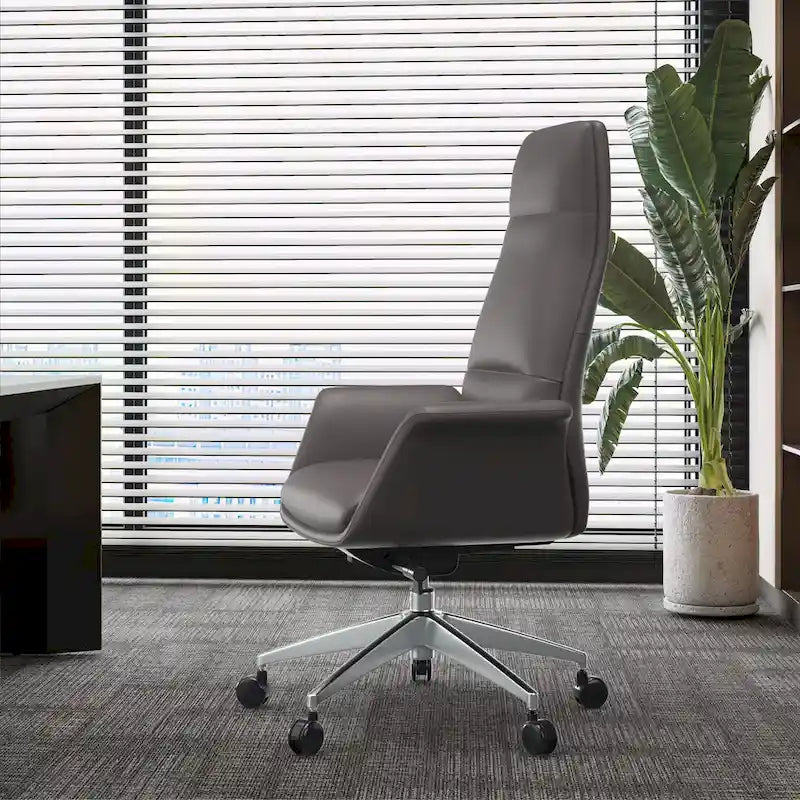 Fauteuil de bureau Summit en cuir à dossier haut, pivotant et inclinable