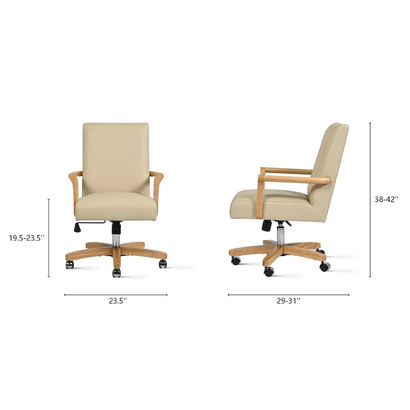 Chaise de bureau pivotante en cuir pleine fleur Dumont Modern Farmhouse