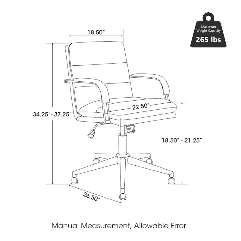 Chaise de bureau pivotante réglable en similicuir Glitzhome avec accoudoirs et design ergonomique