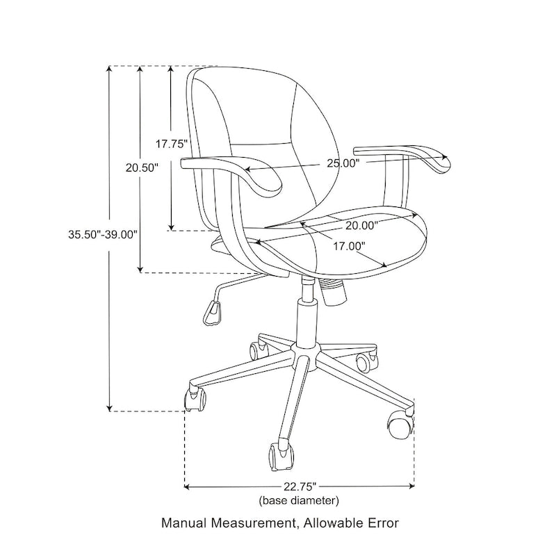Chaise de bureau pivotante réglable en similicuir Glitzhome avec accoudoirs et design ergonomique