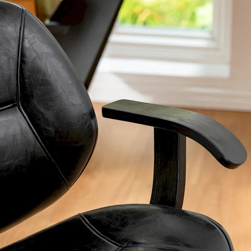 Chaise de bureau pivotante réglable en similicuir Glitzhome avec accoudoirs et design ergonomique
