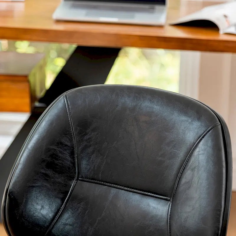 Chaise de bureau pivotante réglable en similicuir Glitzhome avec accoudoirs et design ergonomique