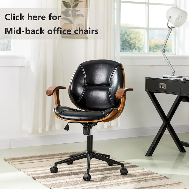 Chaise de bureau pivotante réglable en similicuir Glitzhome avec accoudoirs et design ergonomique
