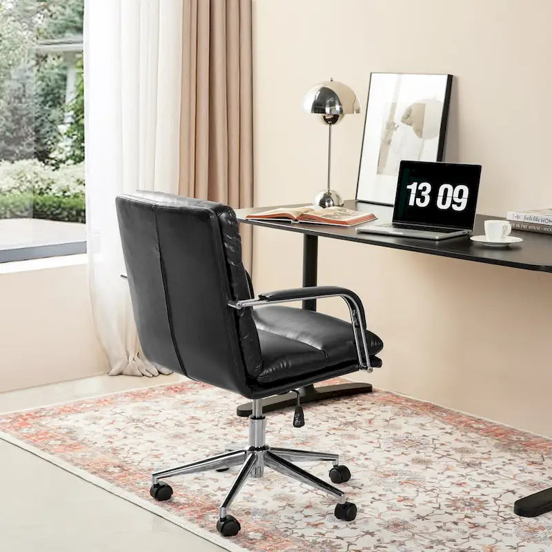 Chaise de bureau pivotante réglable en similicuir Glitzhome avec accoudoirs et design ergonomique