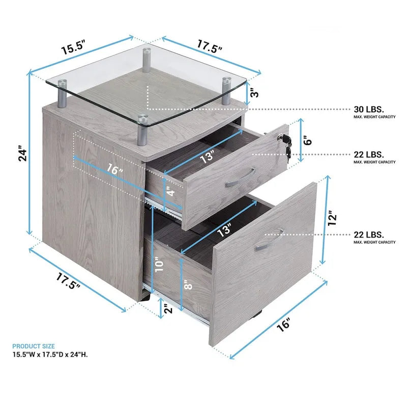 Classeur roulant à plateau en verre Porch &amp; Den Capilano
