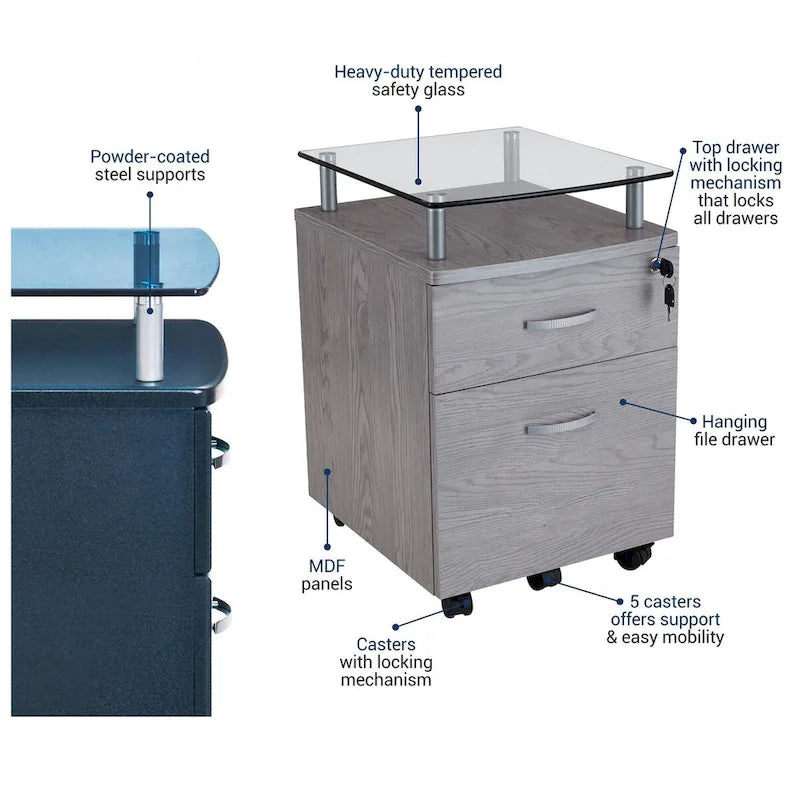 Classeur roulant à plateau en verre Porch &amp; Den Capilano