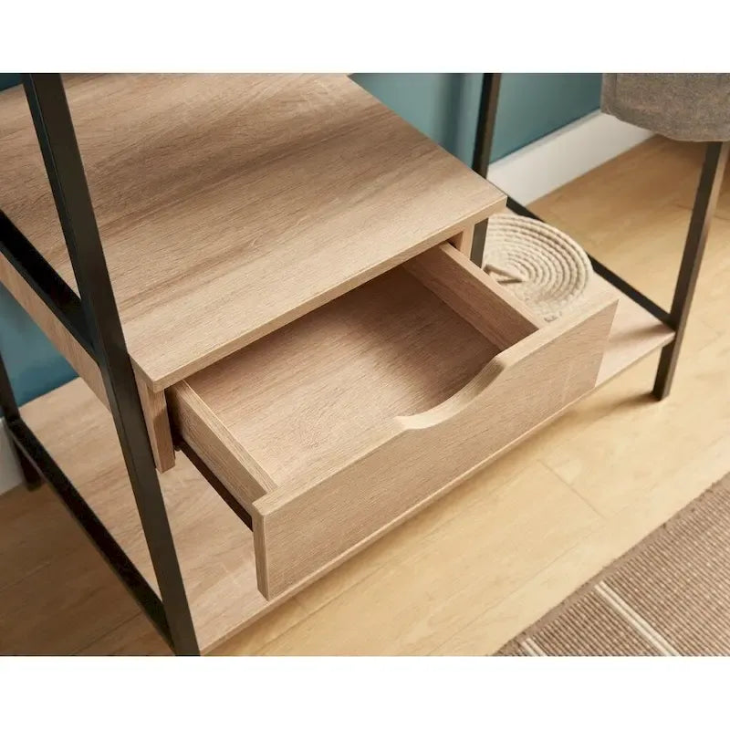 Penderie métallique ouverte autoportante avec un tiroir et une barre de suspension - Marron clair