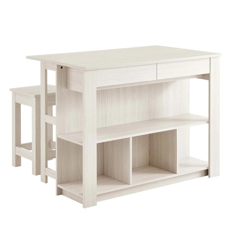 Ensemble îlot de cuisine et tabouret Meadowbrook 3 pièces