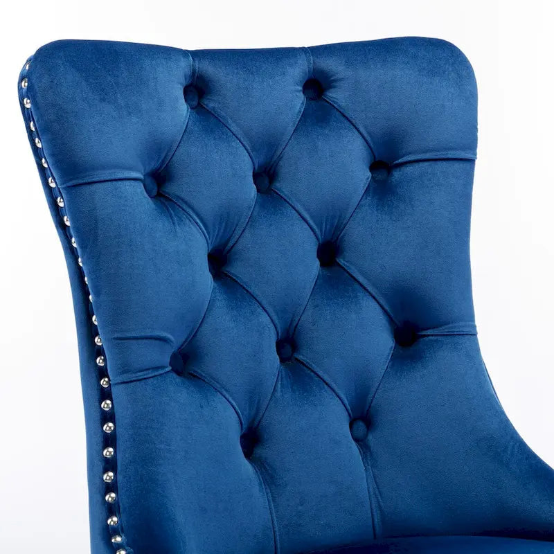 Chaise de salle à manger contemporaine haut de gamme en bois massif capitonné, revêtue de velours et dotée de pieds en acier inoxydable chromé, lot de 2