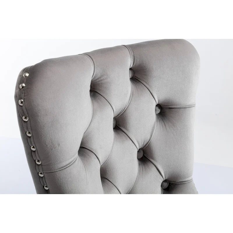 Chaise de salle à manger contemporaine haut de gamme en bois massif capitonné, revêtue de velours et dotée de pieds en acier inoxydable chromé, lot de 2