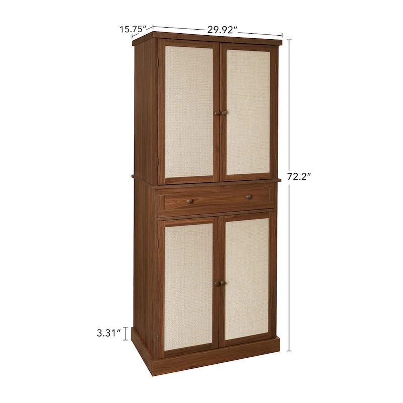 Armoire à 4 portes avec 1 tiroir et 4 étagères intérieures réglables, meuble de rangement
