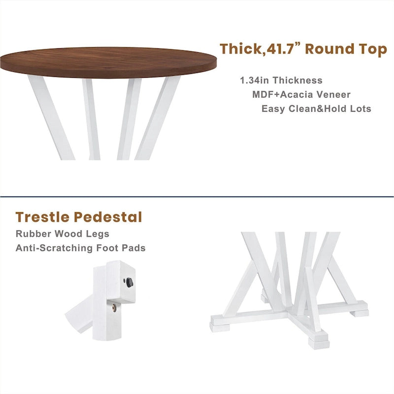 Ensemble de table à manger rustique de style ferme, 5 pièces, hauteur comptoir