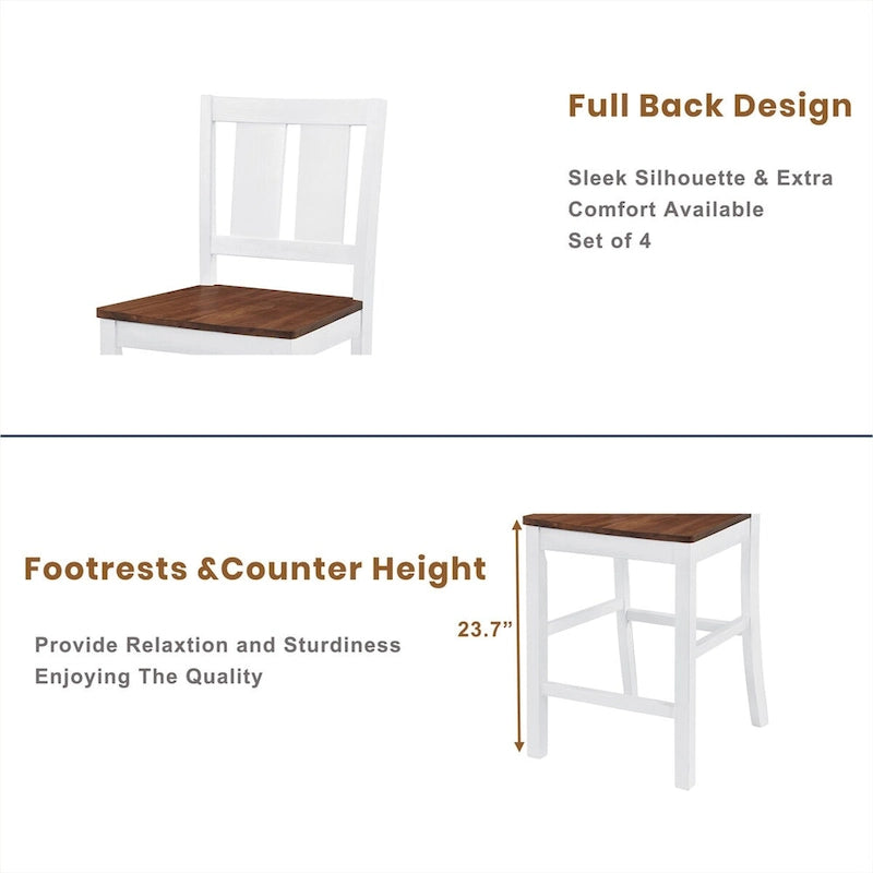 Ensemble de table à manger rustique de style ferme, 5 pièces, hauteur comptoir
