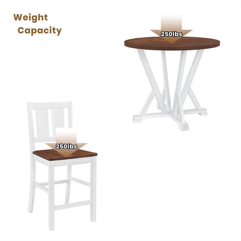 Ensemble de table à manger rustique de style ferme, 5 pièces, hauteur comptoir