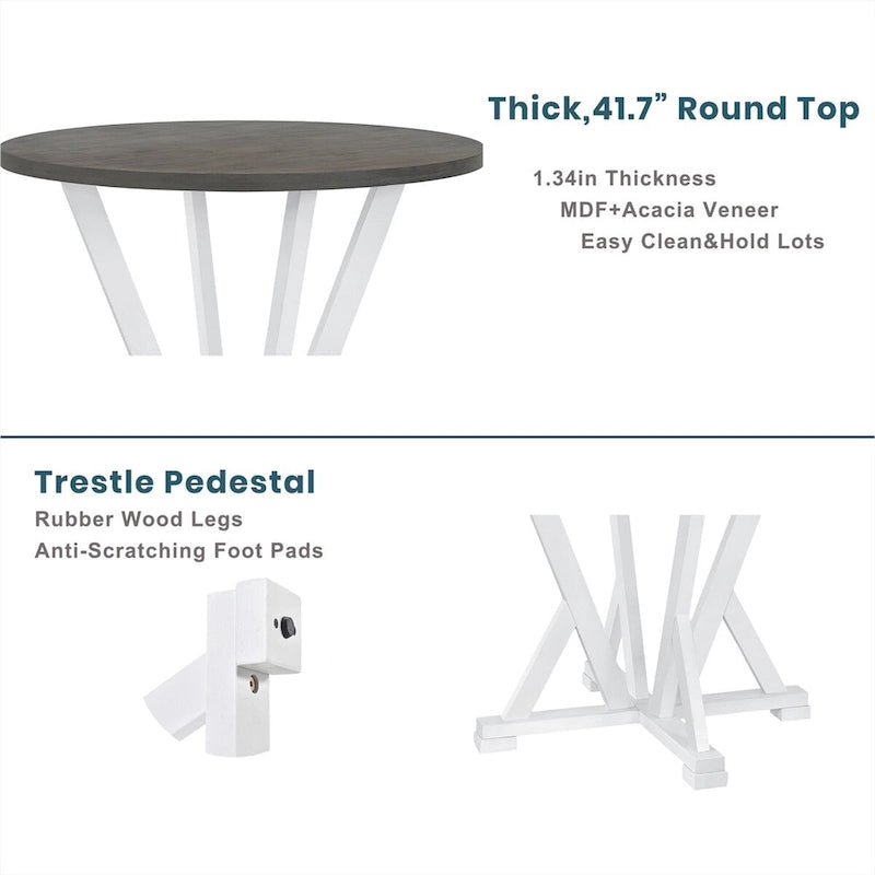 Ensemble de table à manger rustique de style ferme, 5 pièces, hauteur comptoir