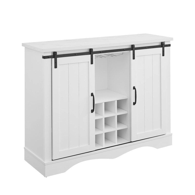 Meuble bar rustique de 119 cm avec porte coulissante de style grange