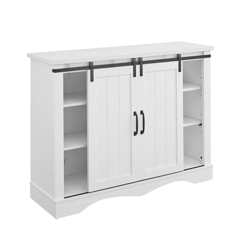 Meuble bar rustique de 119 cm avec porte coulissante de style grange