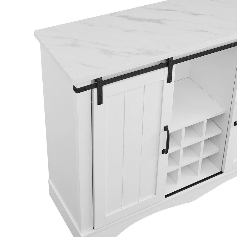 Meuble bar rustique de 119 cm avec porte coulissante de style grange