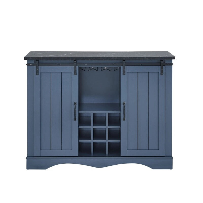 Meuble bar rustique de 119 cm avec porte coulissante de style grange