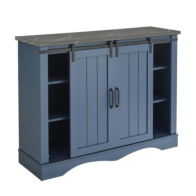 Meuble bar rustique de 119 cm avec porte coulissante de style grange