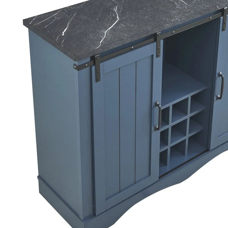 Meuble bar rustique de 119 cm avec porte coulissante de style grange