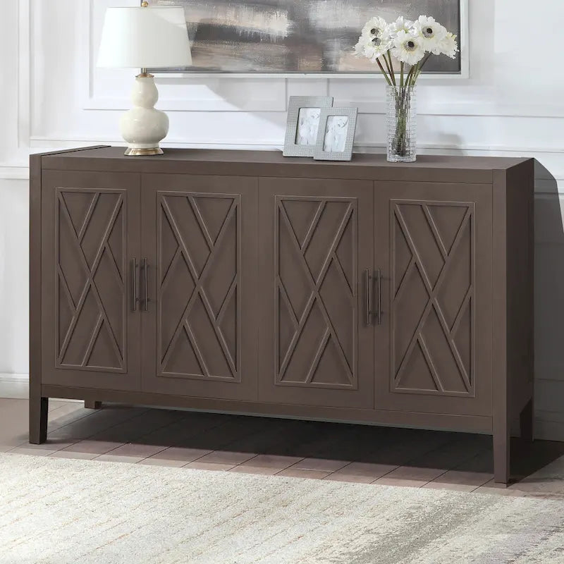 Buffet d'appoint à 4 portes en bois sergé