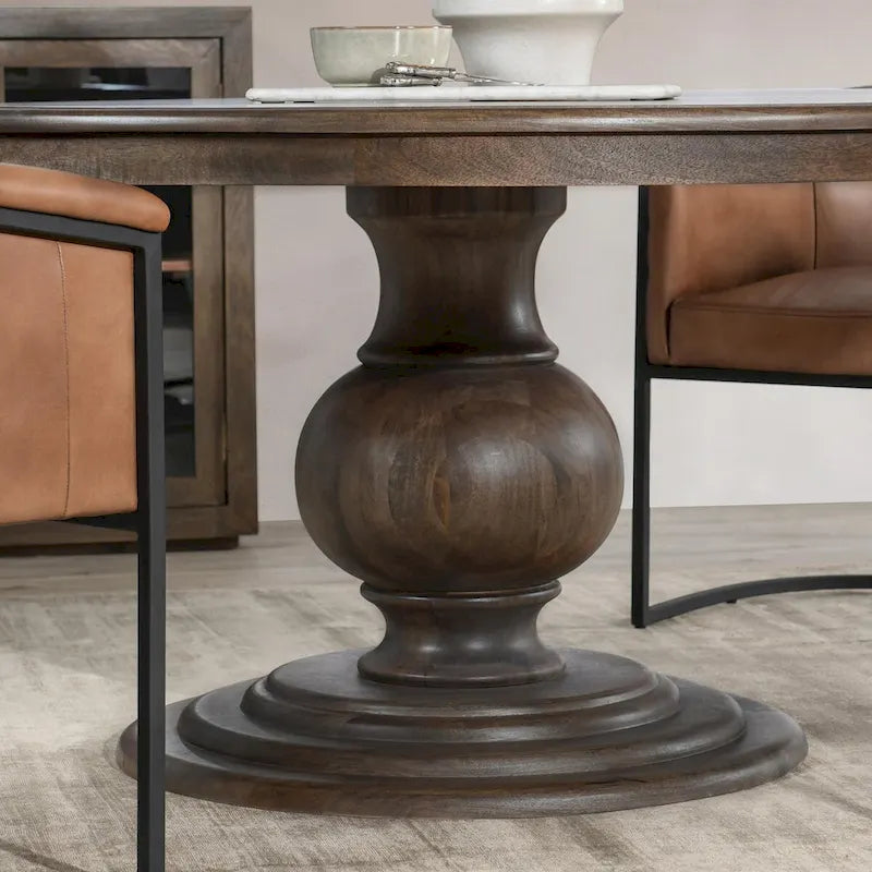 Table de salle à manger ronde Classic Home Brookside 60, couleur marron cacao - 60 po L x 60 po P x 30 po H
