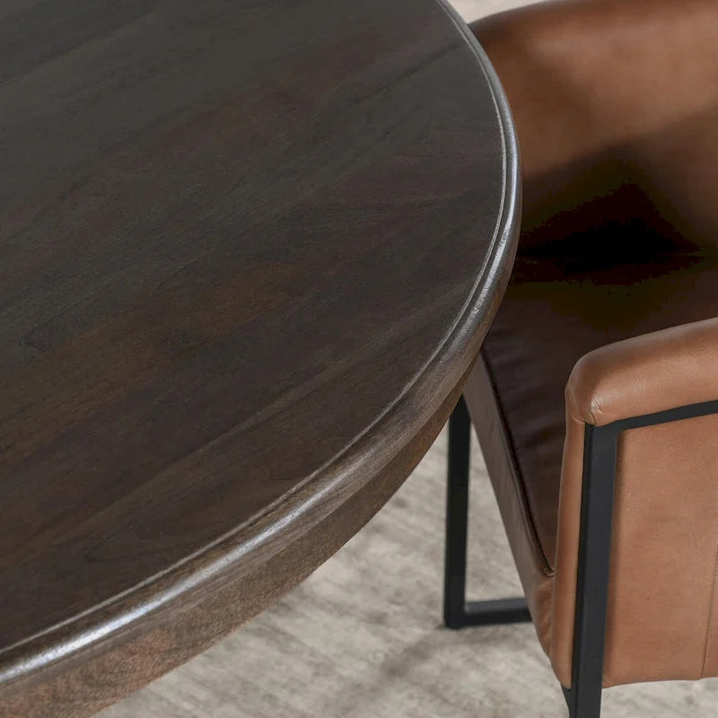 Table de salle à manger ronde Classic Home Brookside 60, couleur marron cacao - 60 po L x 60 po P x 30 po H