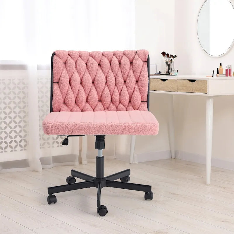 Chaise de bureau EROMMY à jambes croisées, sans accoudoirs, avec roulettes et hauteur réglable. Idéale pour le bureau, la chambre ou le salon.