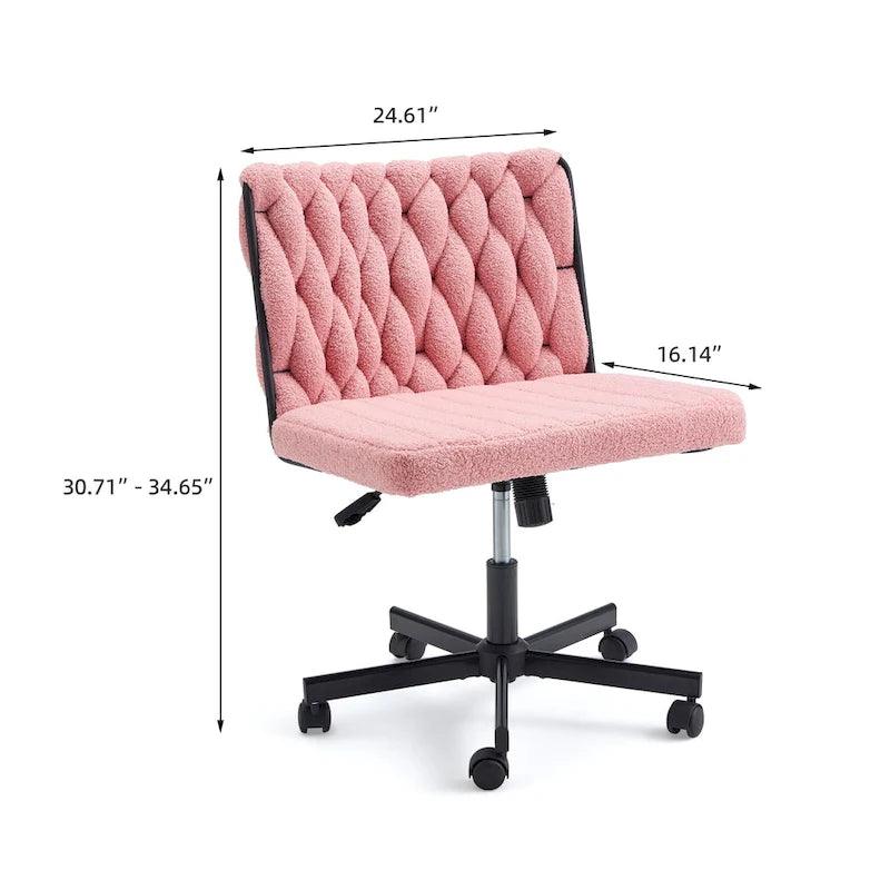 Chaise de bureau EROMMY à jambes croisées, sans accoudoirs, avec roulettes et hauteur réglable. Idéale pour le bureau, la chambre ou le salon.
