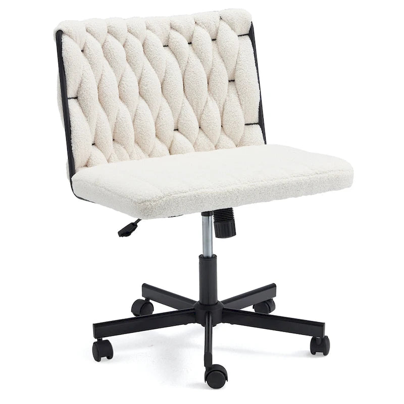 Chaise de bureau EROMMY à jambes croisées, sans accoudoirs, avec roulettes et hauteur réglable. Idéale pour le bureau, la chambre ou le salon.