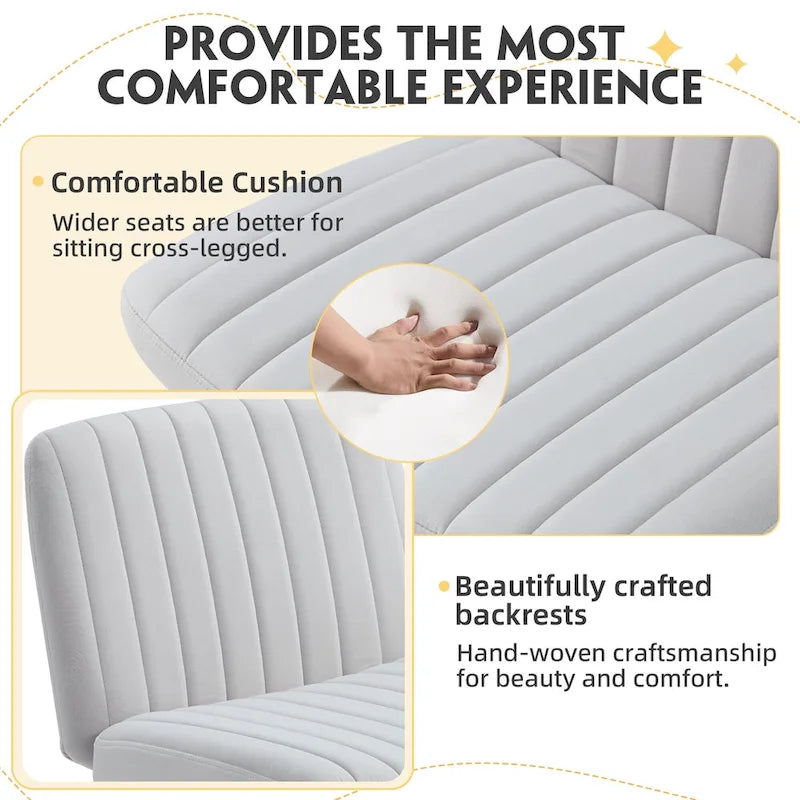 Chaise de bureau EROMMY à jambes croisées, sans accoudoirs, avec roulettes et hauteur réglable. Idéale pour le bureau, la chambre ou le salon.