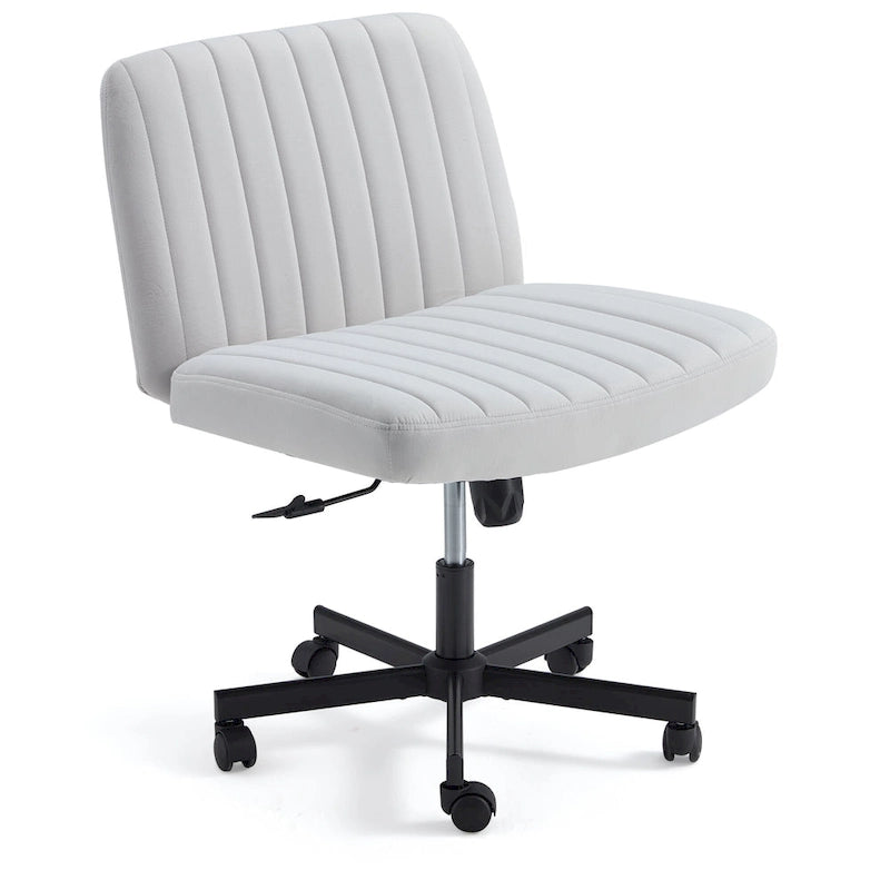 Chaise de bureau EROMMY à jambes croisées, sans accoudoirs, avec roulettes et hauteur réglable. Idéale pour le bureau, la chambre ou le salon.