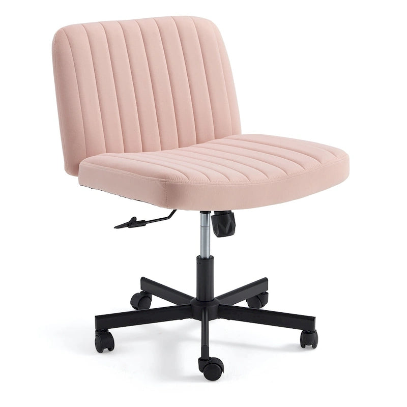 Chaise de bureau EROMMY à jambes croisées, sans accoudoirs, avec roulettes et hauteur réglable. Idéale pour le bureau, la chambre ou le salon.