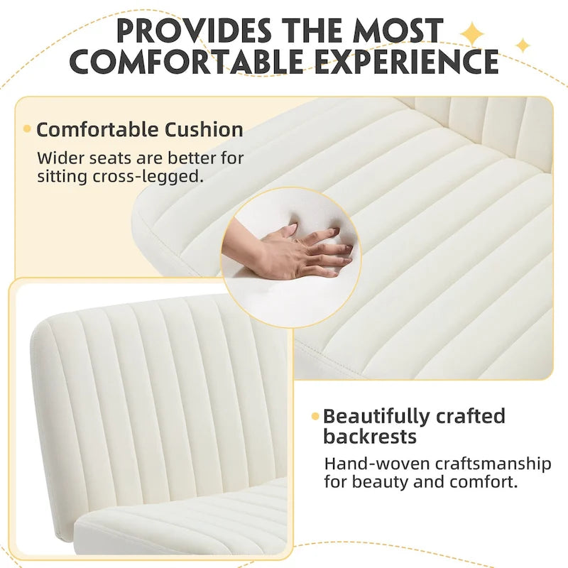 Chaise de bureau EROMMY à jambes croisées, sans accoudoirs, avec roulettes et hauteur réglable. Idéale pour le bureau, la chambre ou le salon.