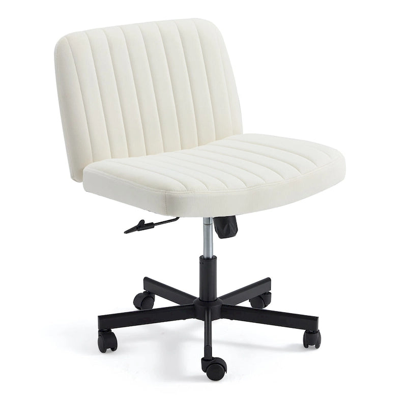 Chaise de bureau EROMMY à jambes croisées, sans accoudoirs, avec roulettes et hauteur réglable. Idéale pour le bureau, la chambre ou le salon.