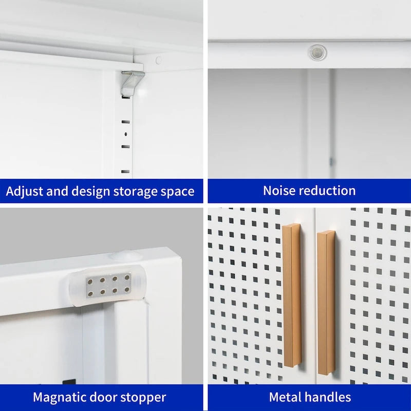 Armoire de rangement métallique à 2 portes et 2 étagères réglables, armoire de rangement de garage verrouillable en acier, classeur métallique