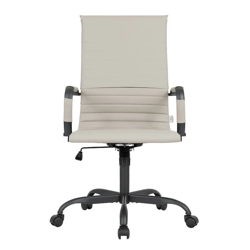 Fauteuil de bureau pivotant Harris en cuir côtelé, dossier haut réglable, structure en métal noir, idéal pour les réunions à domicile, les conférences et les travaux informatiques.