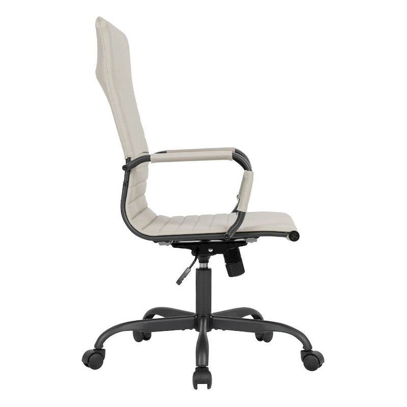 Fauteuil de bureau pivotant Harris en cuir côtelé, dossier haut réglable, structure en métal noir, idéal pour les réunions à domicile, les conférences et les travaux informatiques.